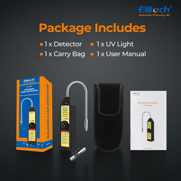 Elitech Freon Leak Detector Halogen Refrigerant Gas Leak Detector HVAC Tester AC Sniffer R22 R410A R134A 1234YF, WJL-6000S
