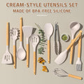 Umite Chef Kitchen Cooking Utensils Set, 33 pcs Non-Stick Silicone Cooking Kitchen Utensils Spatula Set with Holder, Wooden Handle Silicone