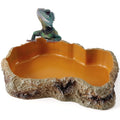 Reptile Food Water Resin Rock Bowls Lizard Gecko Worm Feeding Dish Mini | Amphibian Feeder Bowl Terrarium Decor for Bearded Dragons, Chameleon,
