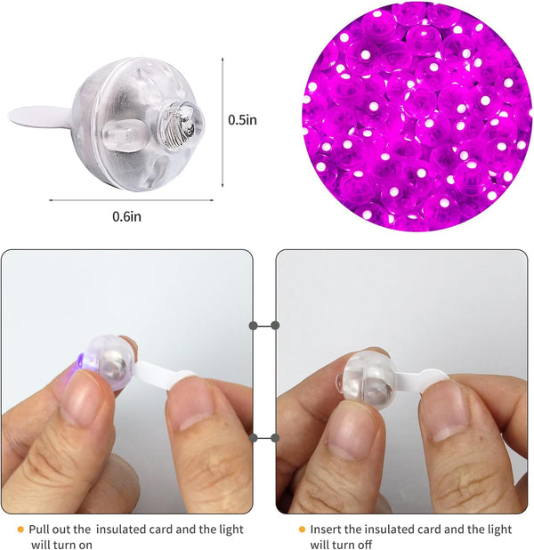 Aogist 50pcs Pink Balloon Lights,Long Standby Time Waterproof Mini Light,Battery Powered,Round LED Ball Lamp for Latex Balloon Paper Lantern Party