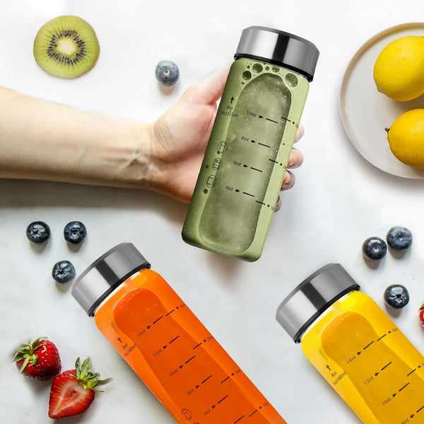 16oz Juice Bottles - 6 Pack Wide Mouth Glass Bottles with Lids- BPA Free, Stainless Steel Lids for Juicing, Smoothies, Infused Water, Beverage