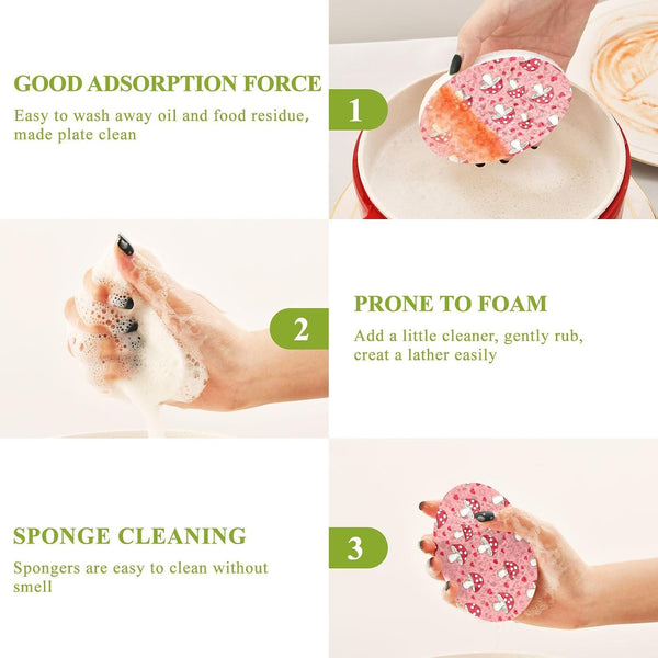 Zero Scratch Scrub Sponges, 3 Kitchen Sponges for Washing Dishes and Cleaning The Kitchen and Bath, Cleaning Power for Everyday Jobs,Funny