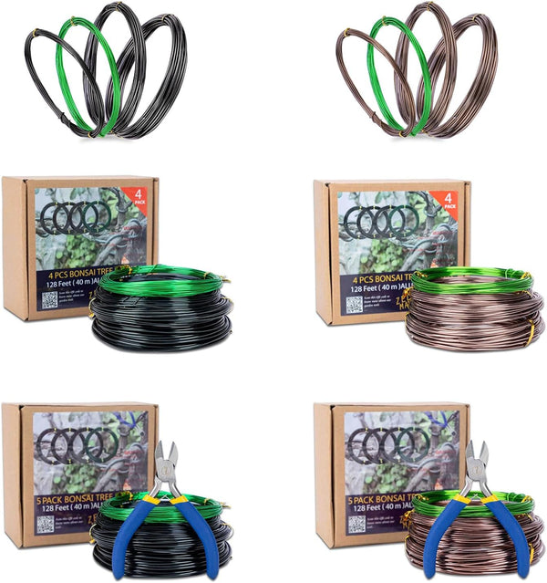 Bonsai Training Wire Set of 4, Total 128 Feet (32 Feet Each Size) | 3 Size - 1.0MM, 1.5MM, 2.0MM, Corrosion and Rust Resistant 1.0MM,1.5MM,2.0MM