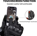 ILM Goatskin Leather Motorcycle Motorbike Powersports Racing Gloves Touchscreen for Men and Women Model DN01(XL, Black Perforated)
