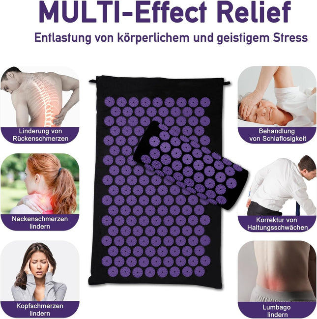 Acupressure Mat Set, Acupuncture Point Massage Pillow, Relieving Neck and Back Pain, Muscle Relaxation and Stress Reduct