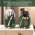 Dark Green Pen Pencil Holder for Desk, 360Â° Rotating Pen Organizer, Green Office Supplies, Cute Pen Holder, 6-Compartment Pencil Holder Rotating