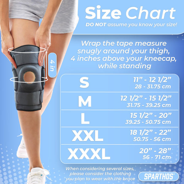 Sparthos Knee Brace for Women & Men - Meniscus Tear Support - Gray-L Gray/Black Large