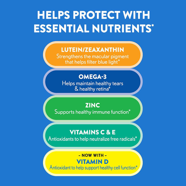 Ocuvite Adult 50+ Eye Vitamins and Mineral Supplements with Lutein, Zeaxanthin and Omega-3 from Bausch + Lomb 90 Soft Gels