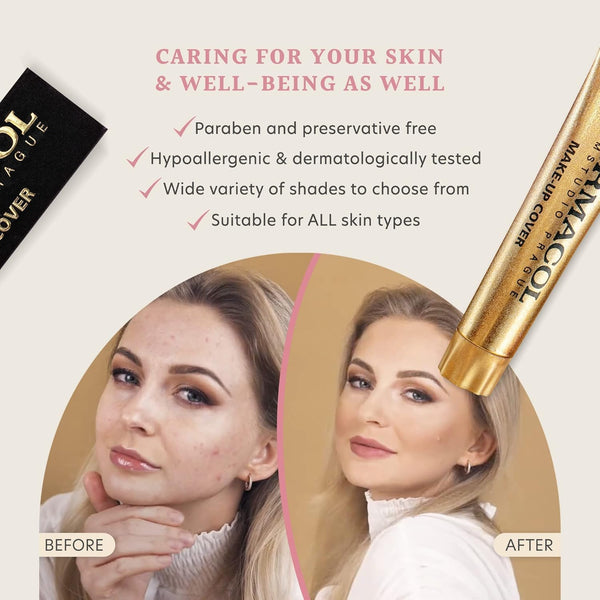 Dermacol - Full Coverage Foundation, Liquid Makeup Matte Foundation with SPF 30, Waterproof Foundation for Oily Skin, Acne, & under Eye Bags,