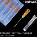 100Pack 25Ga 1Inch/25mm with Cap Dispensing Needla Accessories Disposable Lab Supplies, Individually Sealed Wrapped 25Ga-1inch