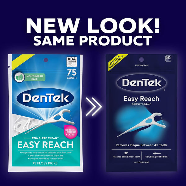 DenTek Complete Clean Floss Picks | Removes Food & Plaque | 75 Count 75 Count (Pack of 1) Picks