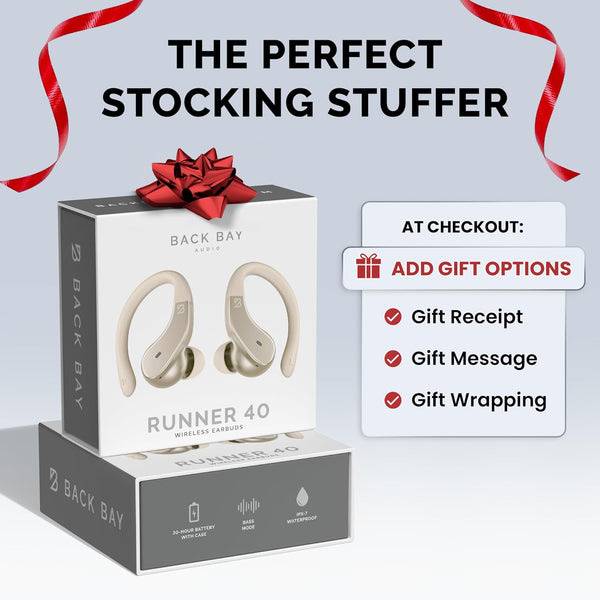 Back Bay Audio - Runner's Wireless Earbuds Bluetooth Headphones for Sports, Hook Over the Ear Buds, Deep Bass, Wrap Around Earphones with Earhooks
