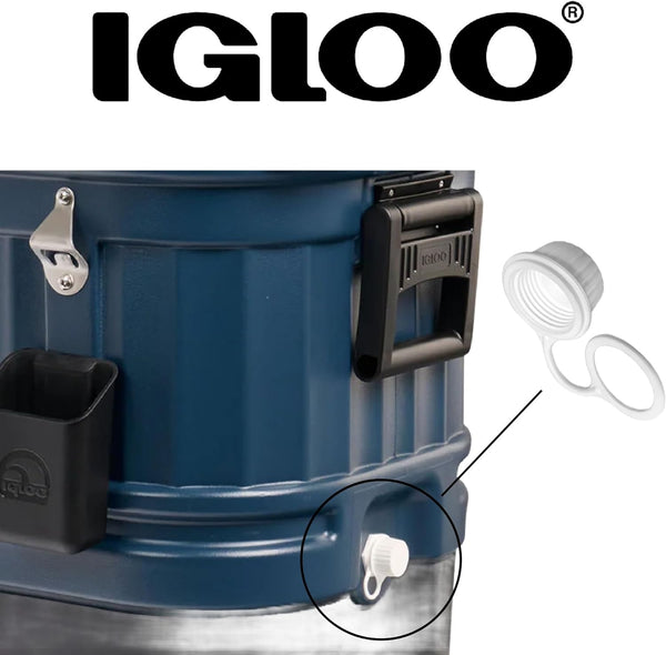 Igloo Cooler Threaded Drain Plug Caps with Plastic Tether 20049 White Small