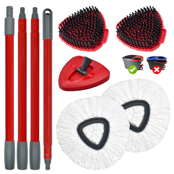 Spin Mop Head Replacement,Iron Spin Handle,Brush and Base Compatible with O Cedar Easywring 1 Tank System,Microfiber Mop Refills and 30-58" Handle