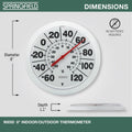 Springfield Indoor Outdoor Big and Bold Dial Thermometer, Wireless Thermometer with Easy to Read Large Numbers for Patio, Pool, and Indoor Areas,