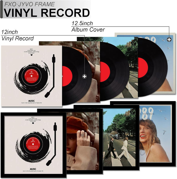 Vinyl Record Frame for the Wall Display Album Cover, Black 12.5 X 12.5 Frame for Any 12 Inch LP Record with Cover - 1 Pack/Black