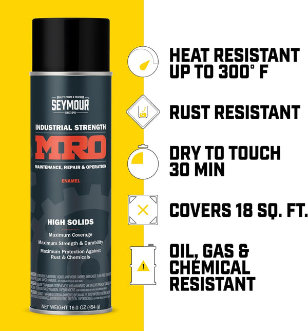 SEYMOUR 620-1443 Industrial MRO High Solids Spray Paint, Equipment Yellow 16 Fl Oz (Pack of 1) | Maximum Protection Against Rust & Chemicals