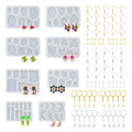 Resin Jewelry Molds, 128 Pcs Multiple UV Resin Earring Mold with Holes, Basic Epoxy Keychain Kits Bundle Complete Set, Necklace Pendant Moldes