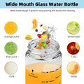 Glass Juice Bottles 4 Pack 16 Oz - Wide Mouth Glass Water Bottles with Lids - Borosilicate,Stainless Steel Lids for Juicing, Smoothies, Infused