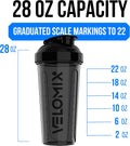 VELOMIX -2 Pack- 28 oz Protein Shaker Bottles for Protein Mixes - 2x Wire Whisk | Leak Proof Shaker Cups for Protein Shakes | Protein Shaker