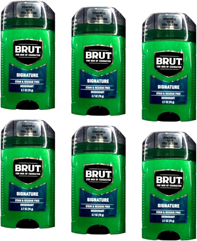 Brut Deodorant Original Fragrance 2.7 Oz / 76 G (Pack of 6)