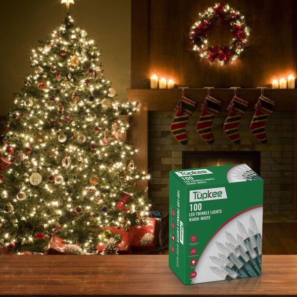 Christmas LED Random Twinkle Lights - 16 of 100 Bulbs Twinkle - LED Warm White Christmas Tree Lights - Indoor Outdoor – 24.75 Feet Light String,
