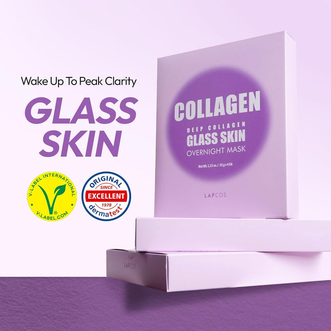 LAPCOS Deep Collagen Glass Skin Overnight Mask - Korean Skin Care Mask W/Rose PD