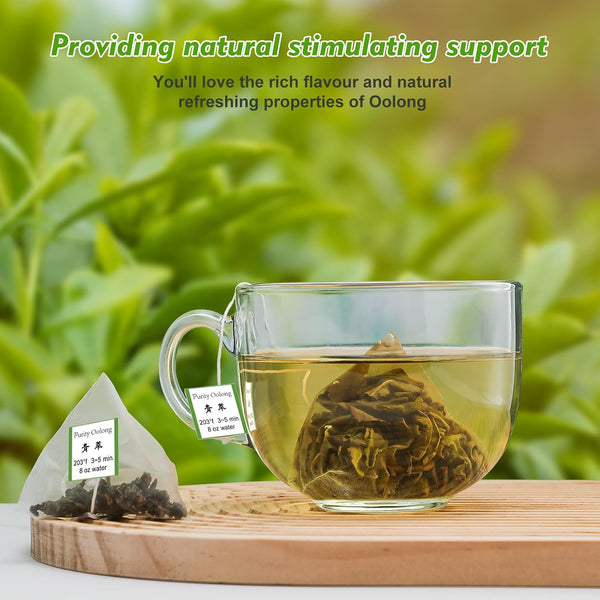 GTGLOTRA Oolong Tea Bags, 24 Whole Leaf Tea Bag, Alternative To Caffeine, 100% Natural Pure Tea, Stress Relief Pyramid Teabags, Suitable for