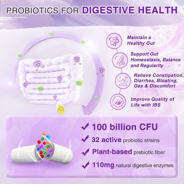 ZEBORA Probiotics for Women 100B CFUs Digestive & Gut Health, 90 Capsules
