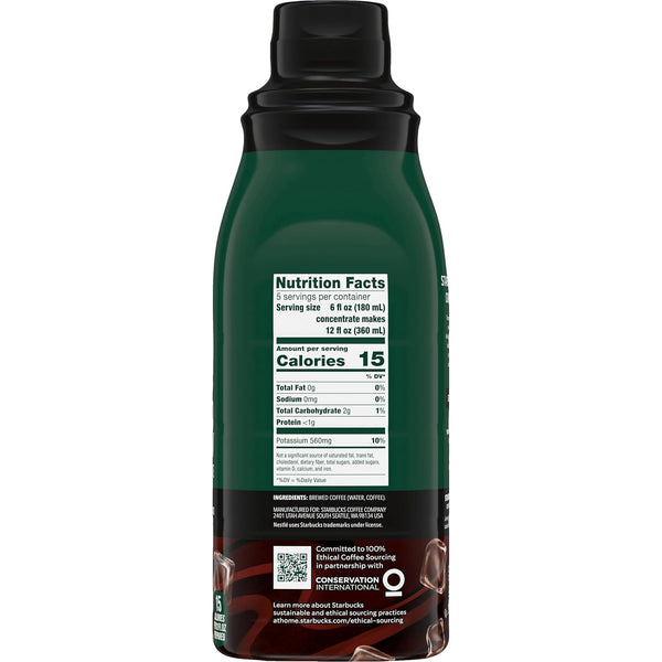 Starbucks Cold Brew Coffee Concentrate, Signature Black, 100% Arabica, Multi-Serve Bottle (32 Fl Oz)