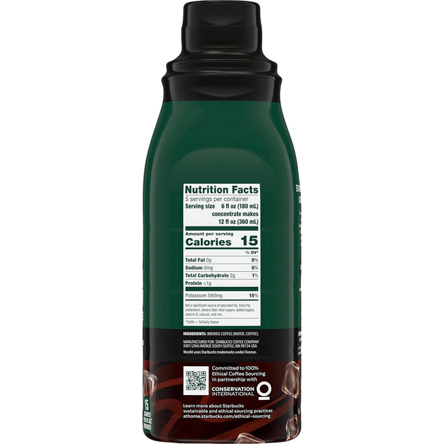 Starbucks Cold Brew Coffee Concentrate, Signature Black, 100% Arabica, Multi-Ser