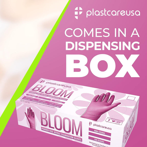 100 Nitrile Exam Gloves 3.5 Mil - Latex & Powder Free, Disposable Non-Sterile Protective Gloves By PlastCare Large Pink