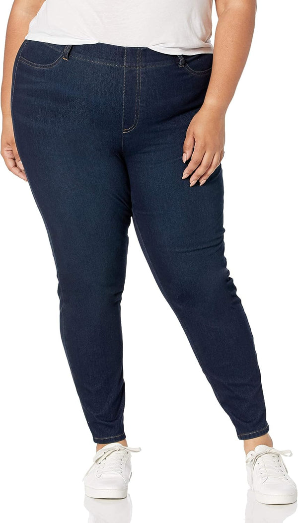 Amazon Essentials Women's Pull-On Mid Rise Stretchy Knit Jegging (Available in Plus Size) Large Dark Wash