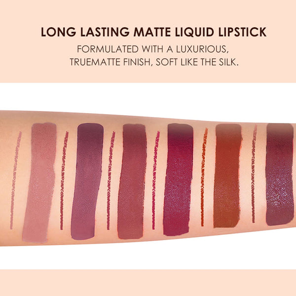 BestLand 12Pcs Matte Liquid Lipstick + Lip Liner Pens Set, Velvety Nude Lip Stain Waterproof Long Wear Makeup Gift Set 12 Count Set A