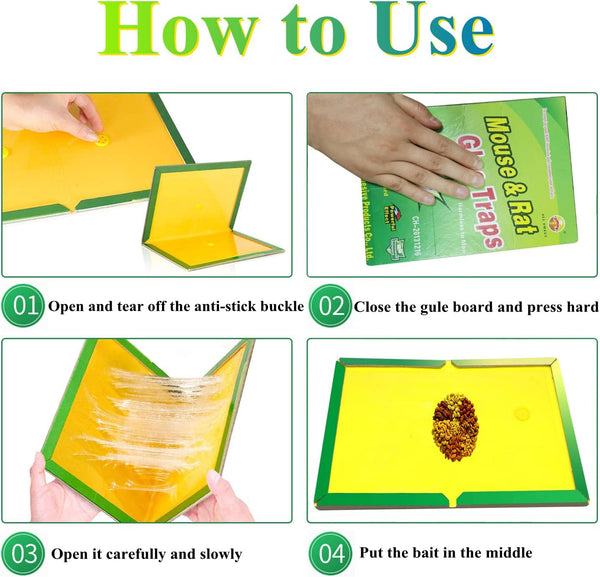 10 Pack Large Mouse Glue Traps with Enhanced Stickiness Glue Traps for Rat, Rodent and Household Traps Sticky Pad Board for House Indoor