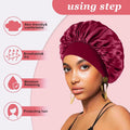 4PCS Silk Bonnet for Sleeping,Hair Wrap Satin Bonnets Shower Cap for Black Women Men, Elastic Wide Band Hair Bonnet Cap for Sleeping Curly