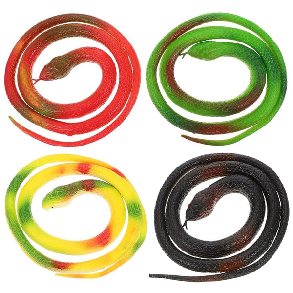 Realistic Rubber Snakes to Keep Birds Away - 4 Pieces 29 Inch Fake Snake Toys for Garden Props to Scare Birds, Mice, Squirrels,Pranks, Halloween