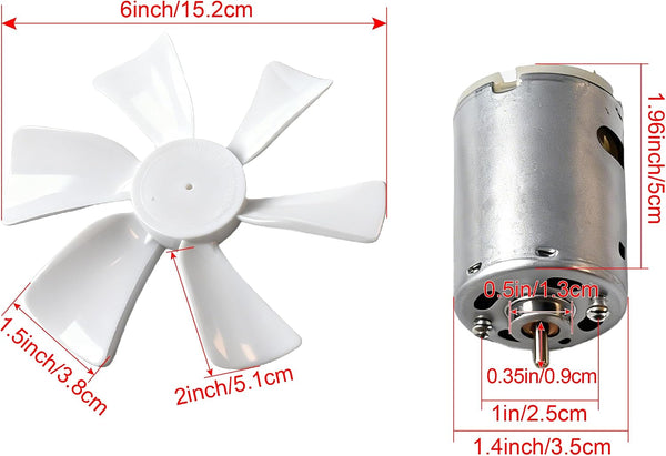 MERZHCHARE 6 inch RV Vent Fan, 12V D-Shaft RV Fan Motor with White Fan Blade, RV Exhaust Fan with 2 Screws 2 Zip Ties and Template for mounting,