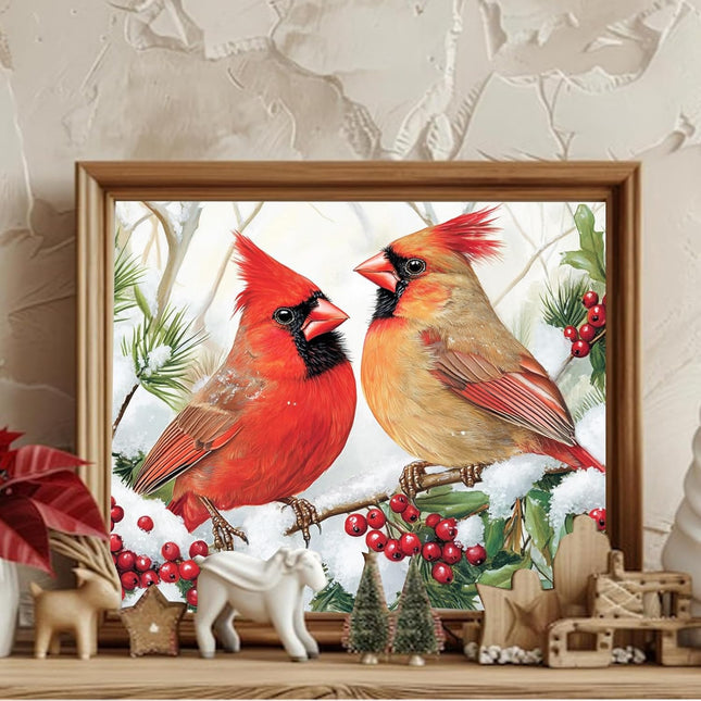 Hkejoi Christmas Paint by Numbers Kit for Adults - Cardinal Paint by Number for Beginners, Art Supplies for Gift, Home W