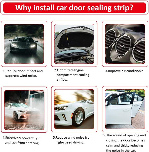 DGSL Car Weather Stripping, 20Ft Automotive Door Seal Strip with Side Bulb Rubber Seal for Cars, Boats, Trucks, RVs