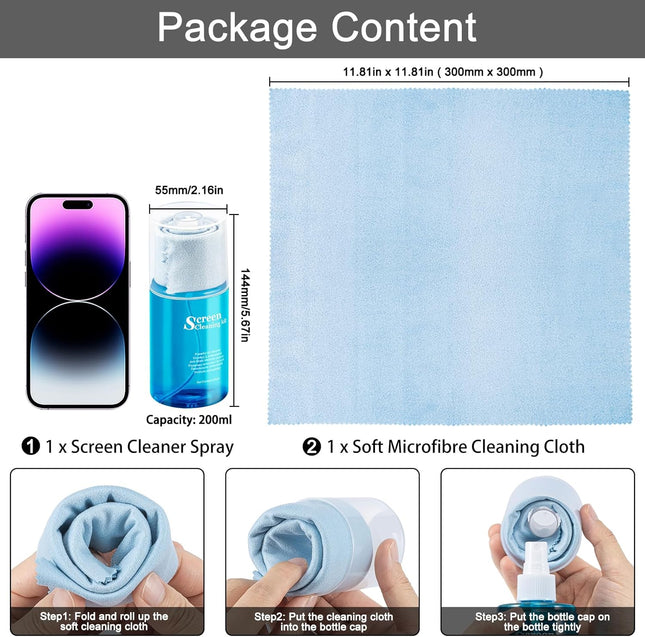 Car Screen Cleaner Spray, Walrfid TV Computer Laptop Touchscreen Mist Cleaning Kit Wipe for CD Disc DVD VCD, Electronic 