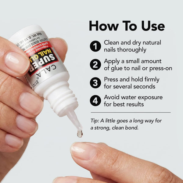 CALA Super Nail Glue – Professional Quick Dry Nail Glue Adhesive for False Nails, Tips & Art Accessories – Salon Quality Strong Hold for Natural