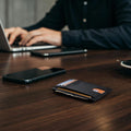 Buffway Slim Minimalist Front Pocket RFID Blocking Leather Wallets for Men and Women - Carbon Fiber Black Small Carbon Fiber Black
