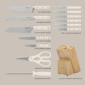 MARTHA STEWART Eastwalk 14 Piece High Carbon Stainless Steel Cutlery Kitchen Knife Block Set w/ABS Triple Riveted Forged Handle Acacia Wood Block