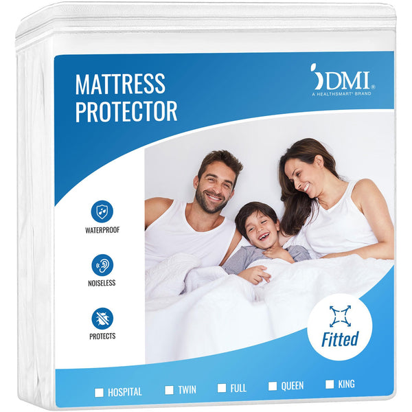 DMI Waterproof Mattress Protector, White, 36x80x6 Inch, Noiseless Plastic Fitted Hospital