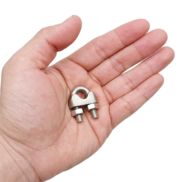 1/4 Inch 6mm Wire Rope Clamps Clip 304 Stainless Steel Cable Clip Fastener 12 Pcs 1/4 Inch (12 Count)