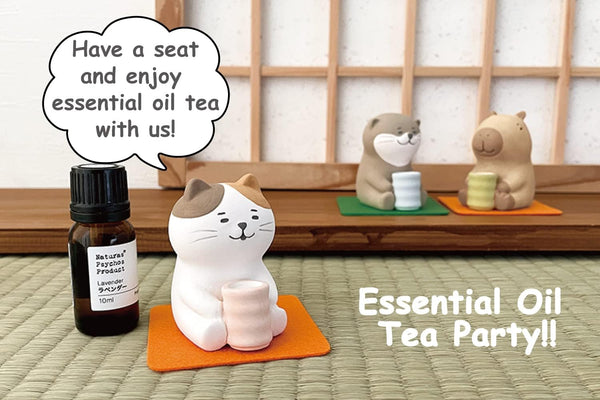 Stone Diffuser Tea-Drinking Animals [ Designed in Japan] Non Electric Passive Diffuser for Essential Oil and Aromatherapy (Ceramic/Clay)