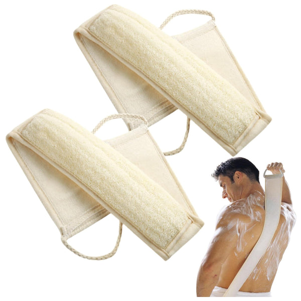 Natural Loofah Sponge, Exfoliating Body Scrubber for Men Women, Loofah with Handle, Exfoliating Back Scrubber for Shower Set, Deeply Clean &
