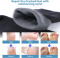 11" Large Silicone Moisturizing Socks for Men - 2 Pairs Soft Foot Care Socks - Feet Moisturizing Socks for Dry Cracked Feet (Size L) 2 pairs black L