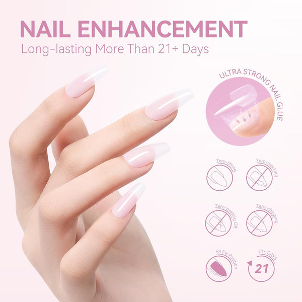 Gelike EC 6-in-1 Jelly Nail Builder Gel: Sheer Baby Pink UV Rubber Base Gel for Apex Building & Extension – Extra Strong Adhesive for Press On &